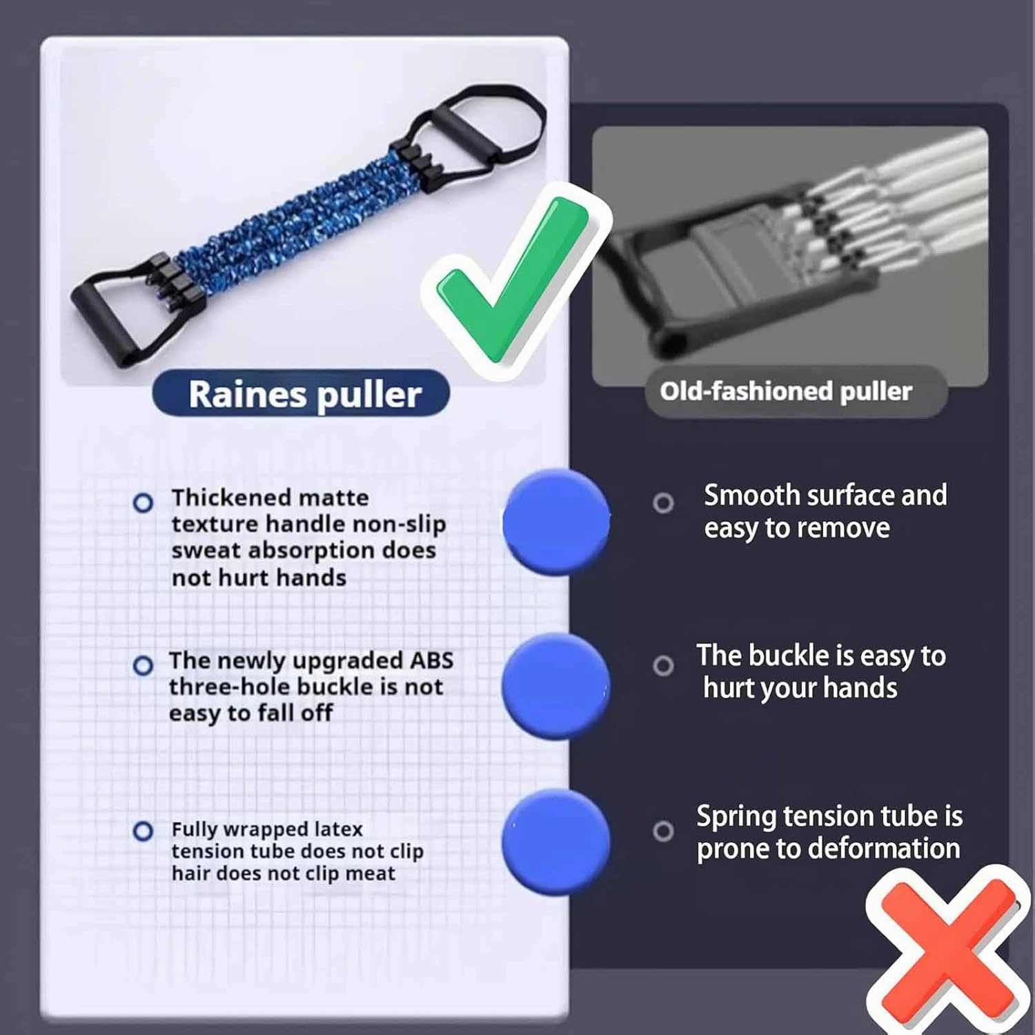 Natural Latex 3-Hole Resistance Stretcher, Chest Expander Stretch Bands for Men,High Elasticity & Tear Resistant Exercise Bands with Handles for Strength Workouts