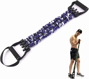 Natural Latex 3-Hole Resistance Stretcher, Chest Expander Stretch Bands for Men,High Elasticity & Tear Resistant Exercise Bands with Handles for Strength Workouts