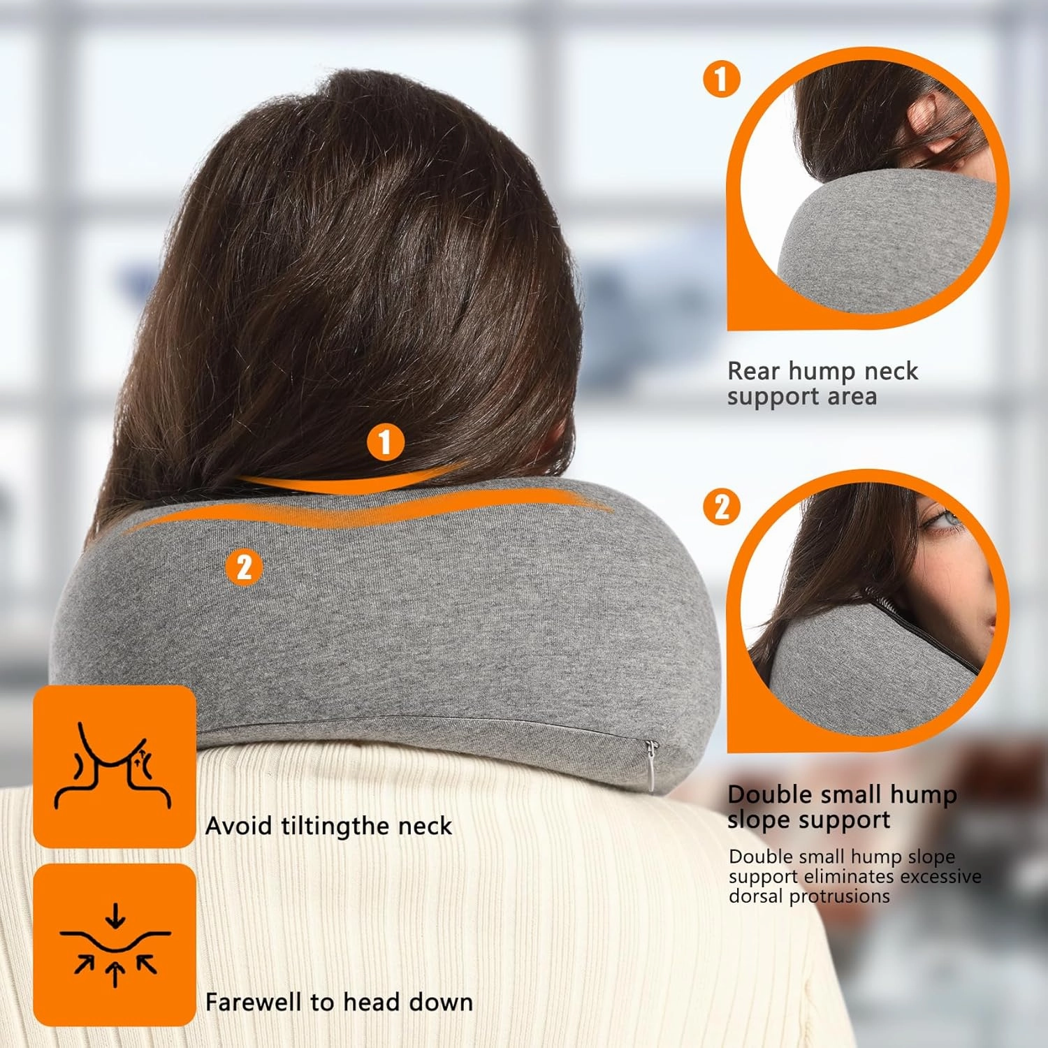 Neck Travel Pillow, Upgraded Travel Neck Pillow for Airplane Memory Foam Travel Pillow for Airplanes Offices and Cars Headrest Sleep, Portable Plane Accessories