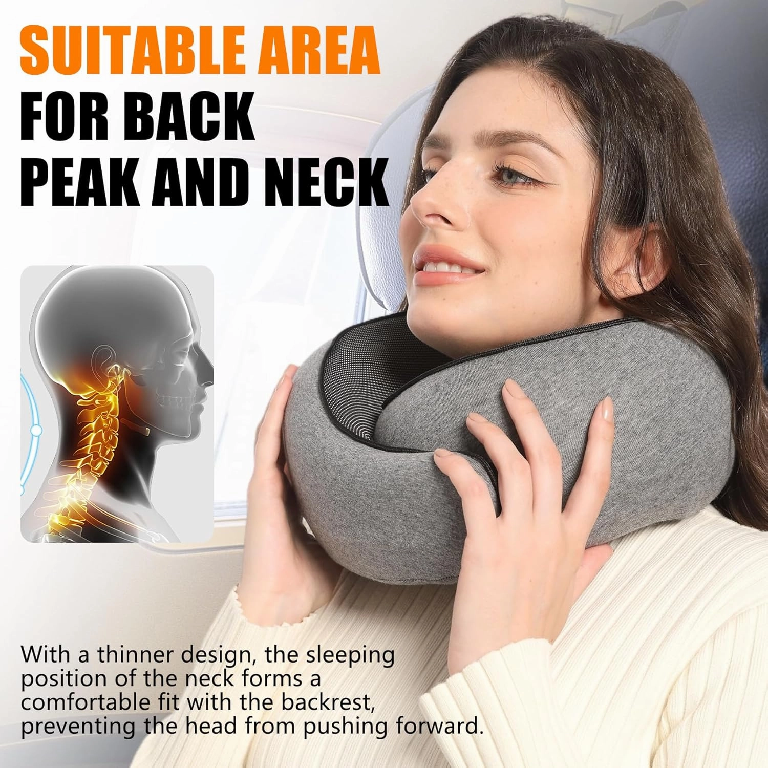Neck Travel Pillow, Upgraded Travel Neck Pillow for Airplane Memory Foam Travel Pillow for Airplanes Offices and Cars Headrest Sleep, Portable Plane Accessories