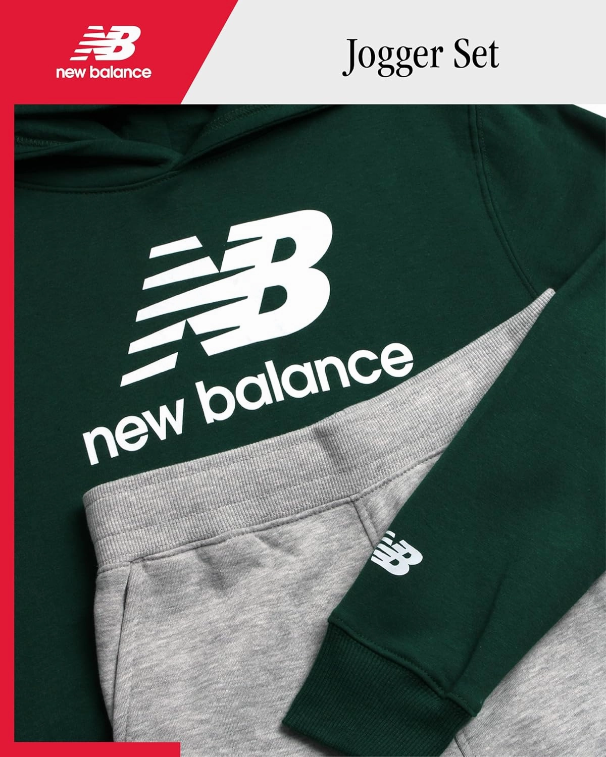 New Balance Boys Tracksuit Set - 2 Piece Athletic Performance Fleece Pullover Hoodie and Jogger Sweatpants Set (Sizes: 8-20)