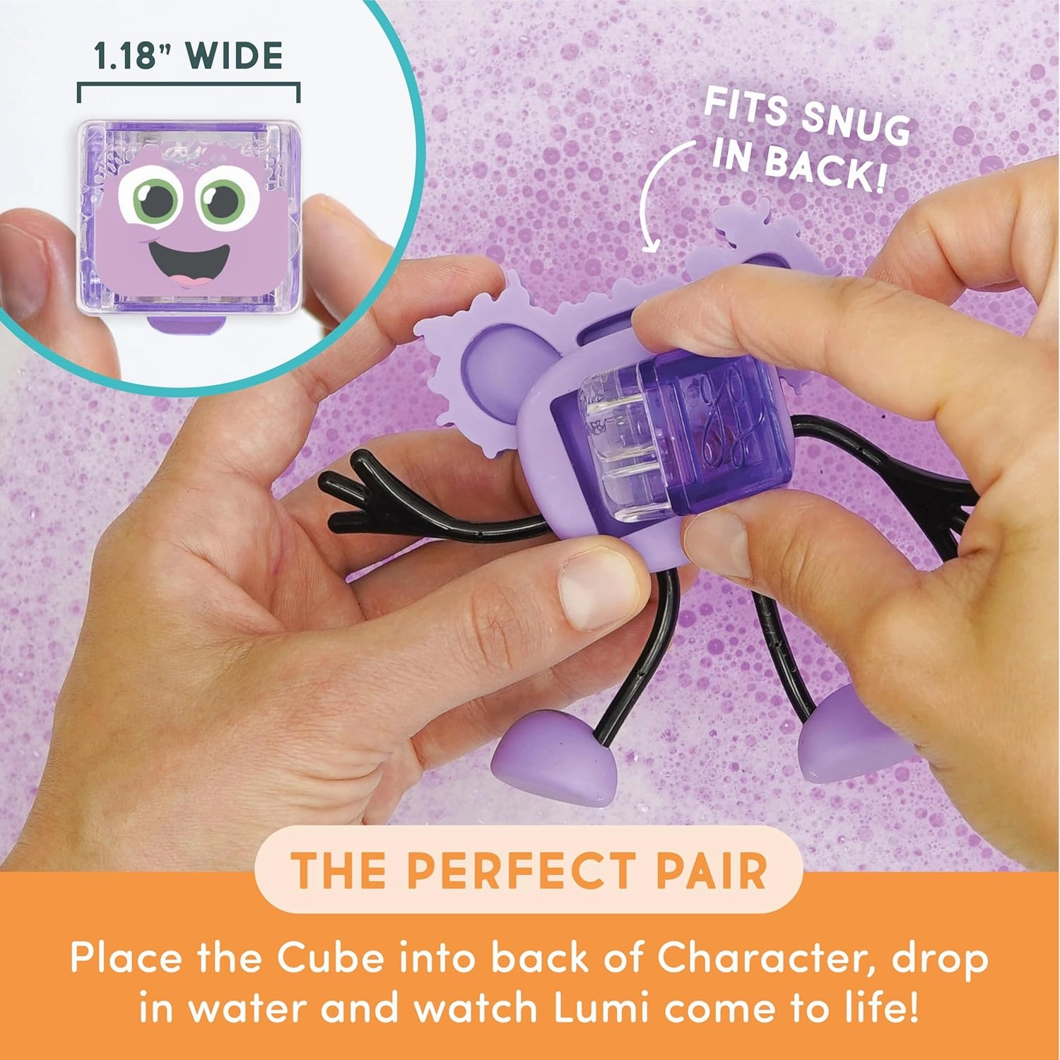 New Glo Pals Lumi Water-Activated Bath Toy with 6 Reusable Light-Up Cubes for Sensory Play