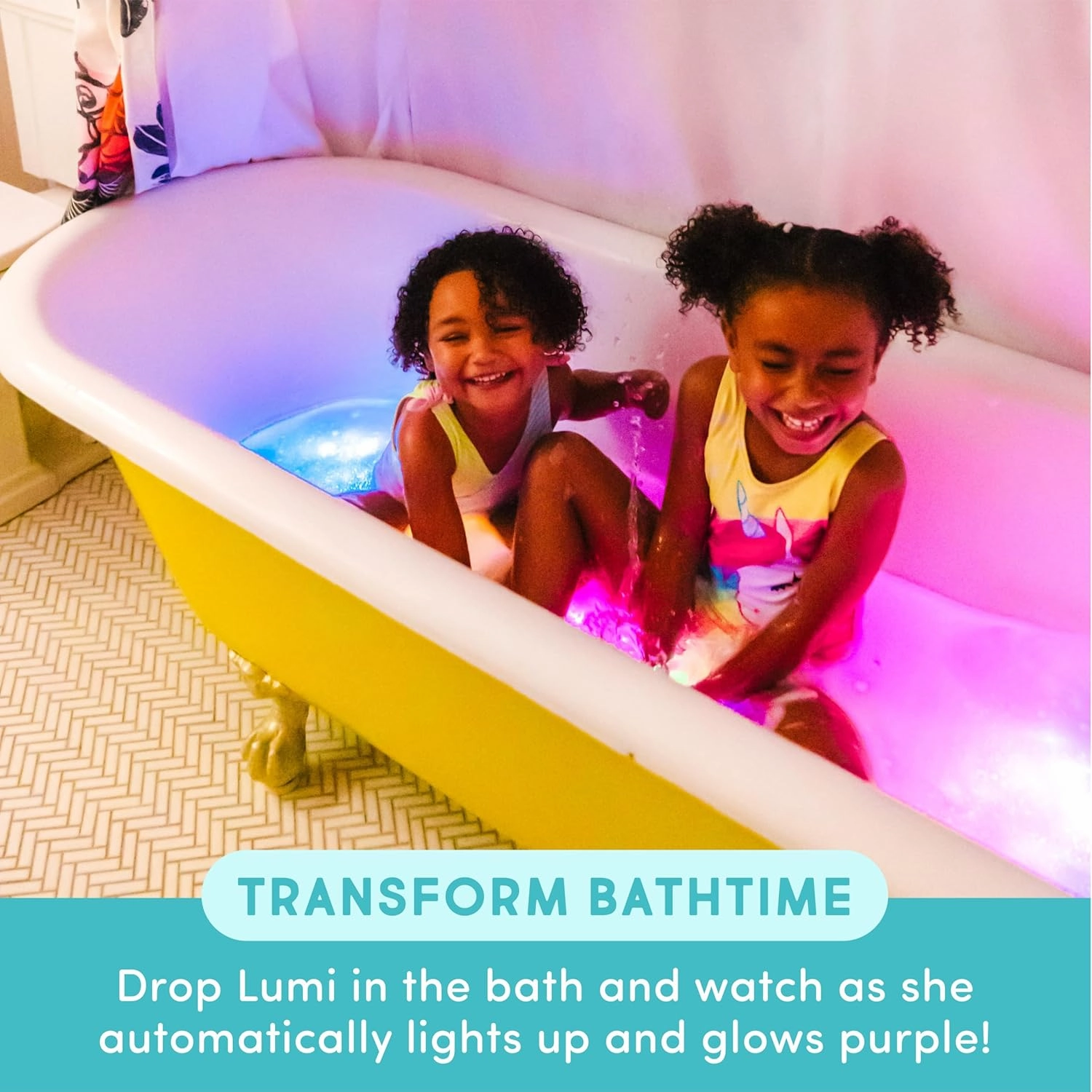 New Glo Pals Lumi Water-Activated Bath Toy with 6 Reusable Light-Up Cubes for Sensory Play