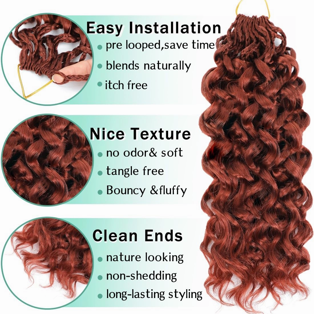 New Gogo Curl Crochet Hair Pre Looped 8 Packs Pre Twisted Curly Crochet Hair for Black Women Beach Curl Hair Wave Crochet Synthetic Hair Extensions (14 Inch (Pack of 8) 350#)