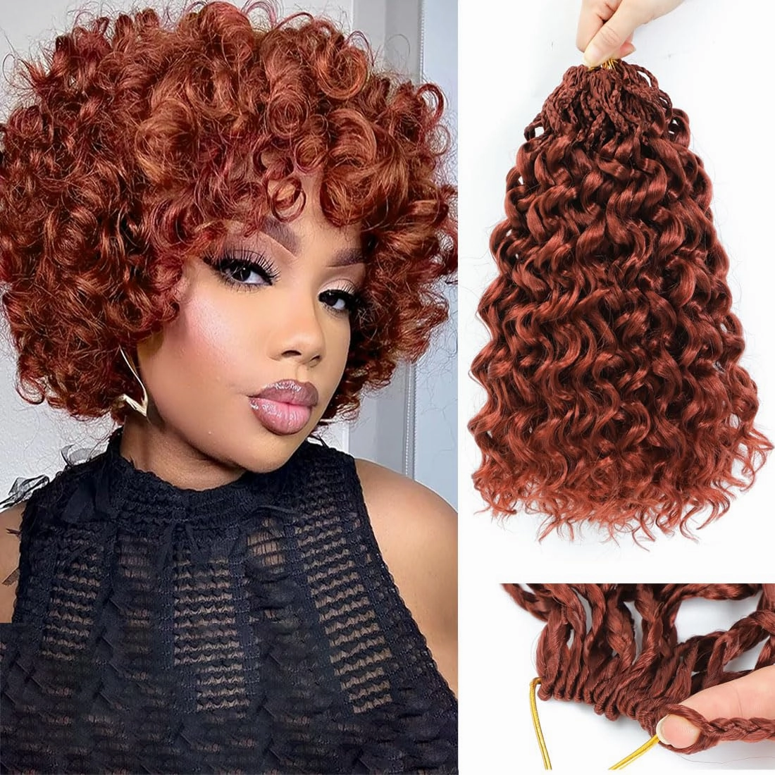 New Gogo Curl Crochet Hair Pre Looped 8 Packs Pre Twisted Curly Crochet Hair for Black Women Beach Curl Hair Wave Crochet Synthetic Hair Extensions (14 Inch (Pack of 8) 350#)