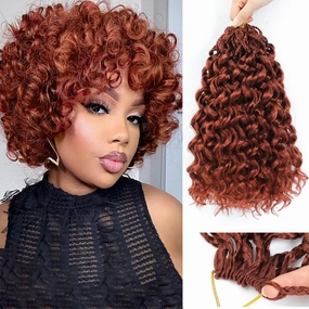 New Gogo Curl Crochet Hair Pre Looped 8 Packs Pre Twisted Curly Crochet Hair for Black Women Beach Curl Hair Wave Crochet Synthetic Hair Extensions (14 Inch (Pack of 8) 350#)