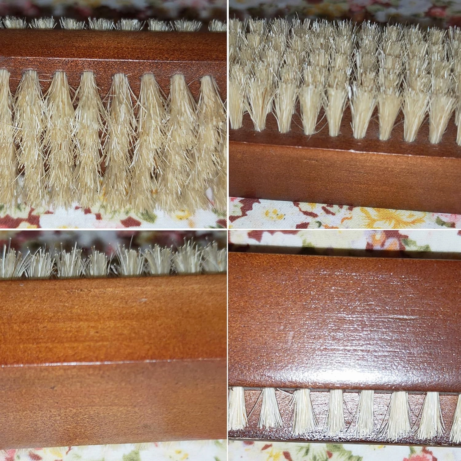NewFerU Wooden Nail Brush Cleaner Rosewood Two Sided in Natural 100% Boar Bristle for Cleaning Hand Finger Foot Toe, Fingernail Toenail Scrub Brush for Men Women Kids Manicure Pedicure Care (4)