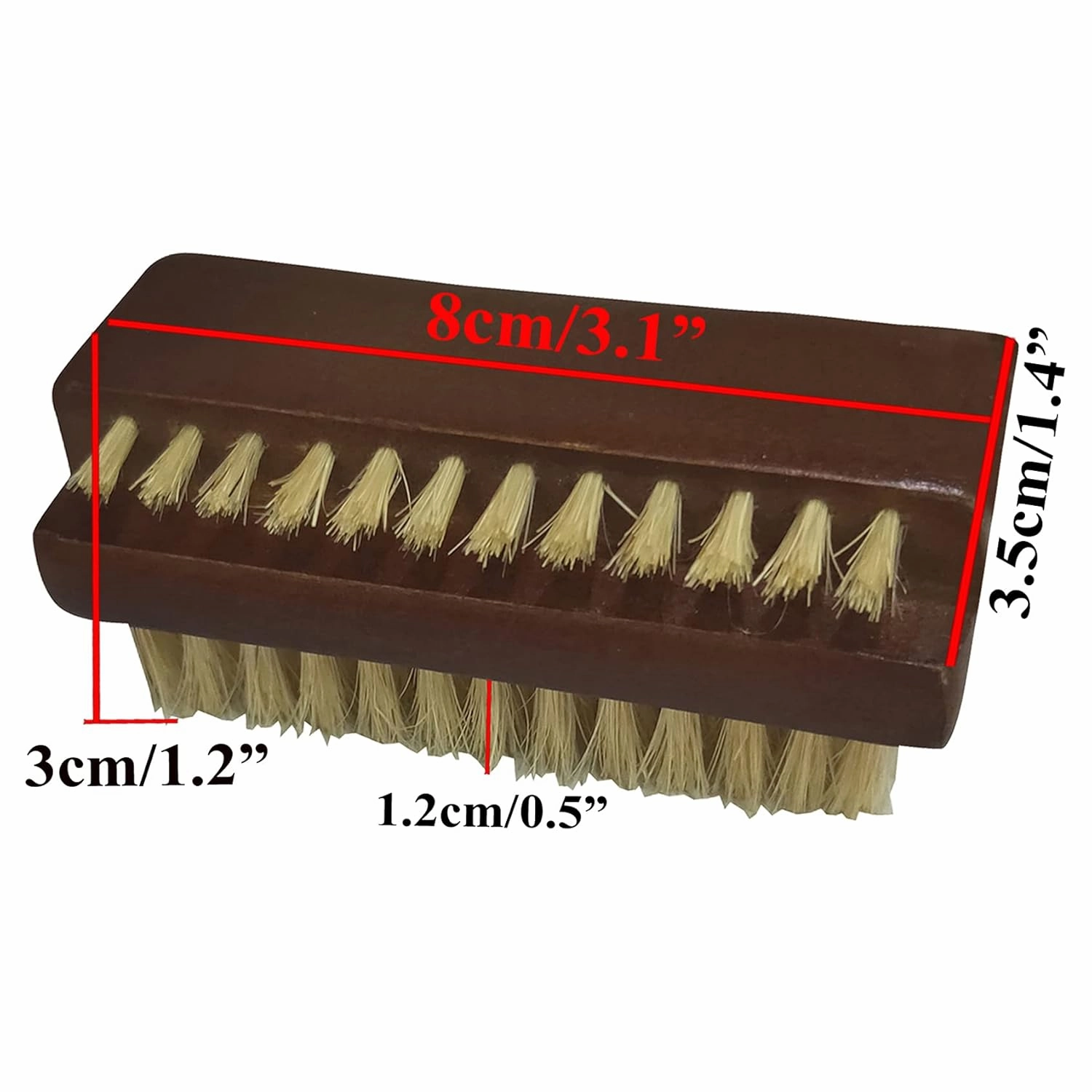 NewFerU Wooden Nail Brush Cleaner Rosewood Two Sided in Natural 100% Boar Bristle for Cleaning Hand Finger Foot Toe, Fingernail Toenail Scrub Brush for Men Women Kids Manicure Pedicure Care (4)