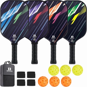 Newluck Pickleball Paddles USAPA Approved, Fiberglass Pickleball Paddle Set with Pickleballs, Portable Bag and Replacement Grips, Pickleball Packets Set Gift