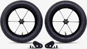 Next 14 inch wheel set, black, 2 x pneumatic tyres, 14 inches, for children's balance bike from 2-6 years, balance bike tyres, flipchip wheels, spare parts for learning bike, robust tyres