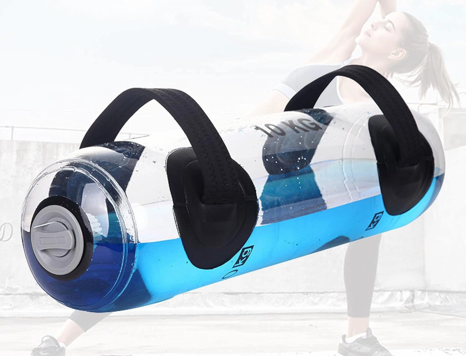 NIBHZ Portable Aqua Fitness Bag, Weight-Bearing Water Bag, Waterbag for Balance, Aqua Bag Training Exercise Equipment, Core and Full Body Workout, Strength Exercise, Cylinder,10kg