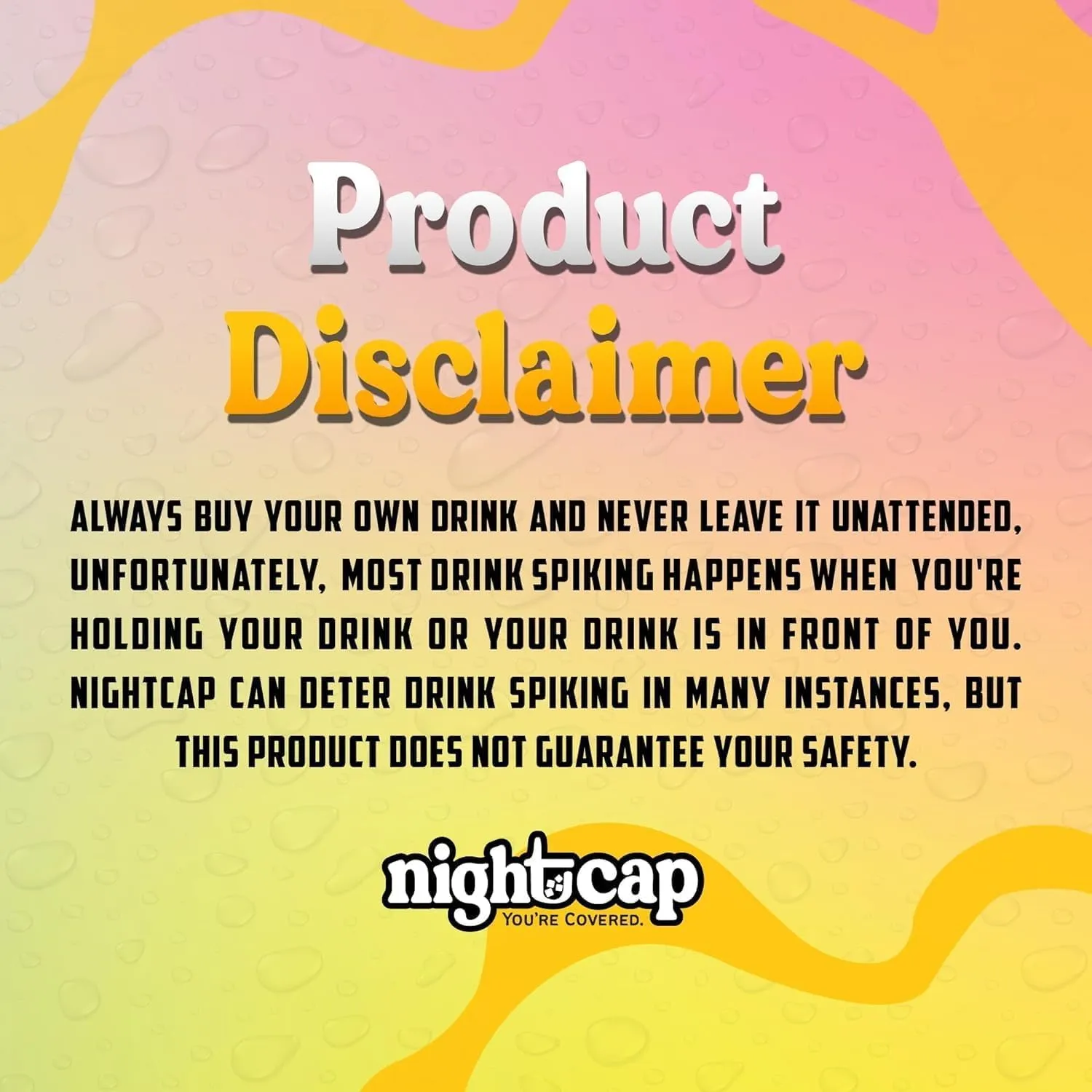 Nightcap The Original Drink Cover Scrunchie, 2 Pack – As Seen On Shark Tank And TikTok - Reusable - Wear On Wrist Or In Hair, Prevent Drink Spiking - Sanitary Pocket Keeps Cover Clean – Black