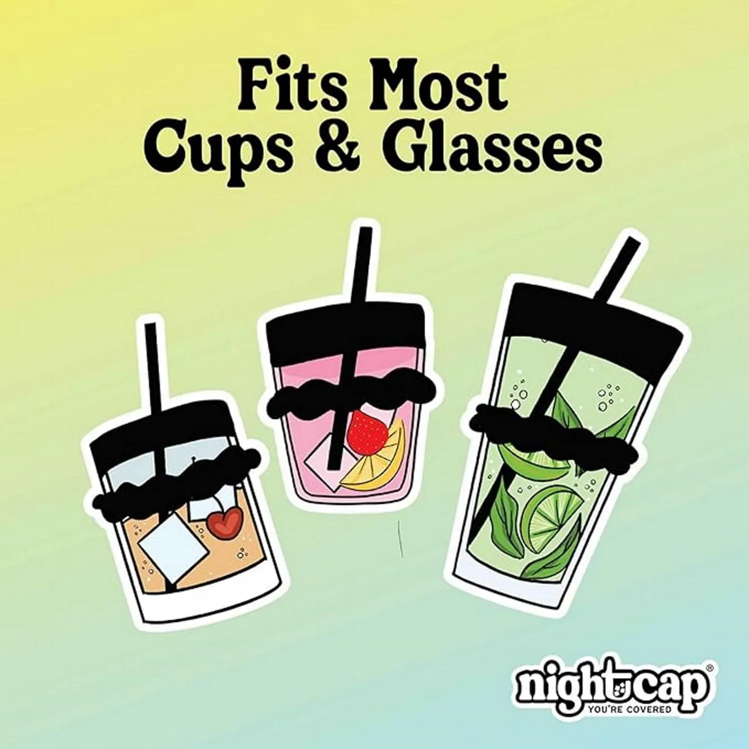 Nightcap The Original Drink Cover Scrunchie, 2 Pack – As Seen On Shark Tank And TikTok - Reusable - Wear On Wrist Or In Hair, Prevent Drink Spiking - Sanitary Pocket Keeps Cover Clean – Black