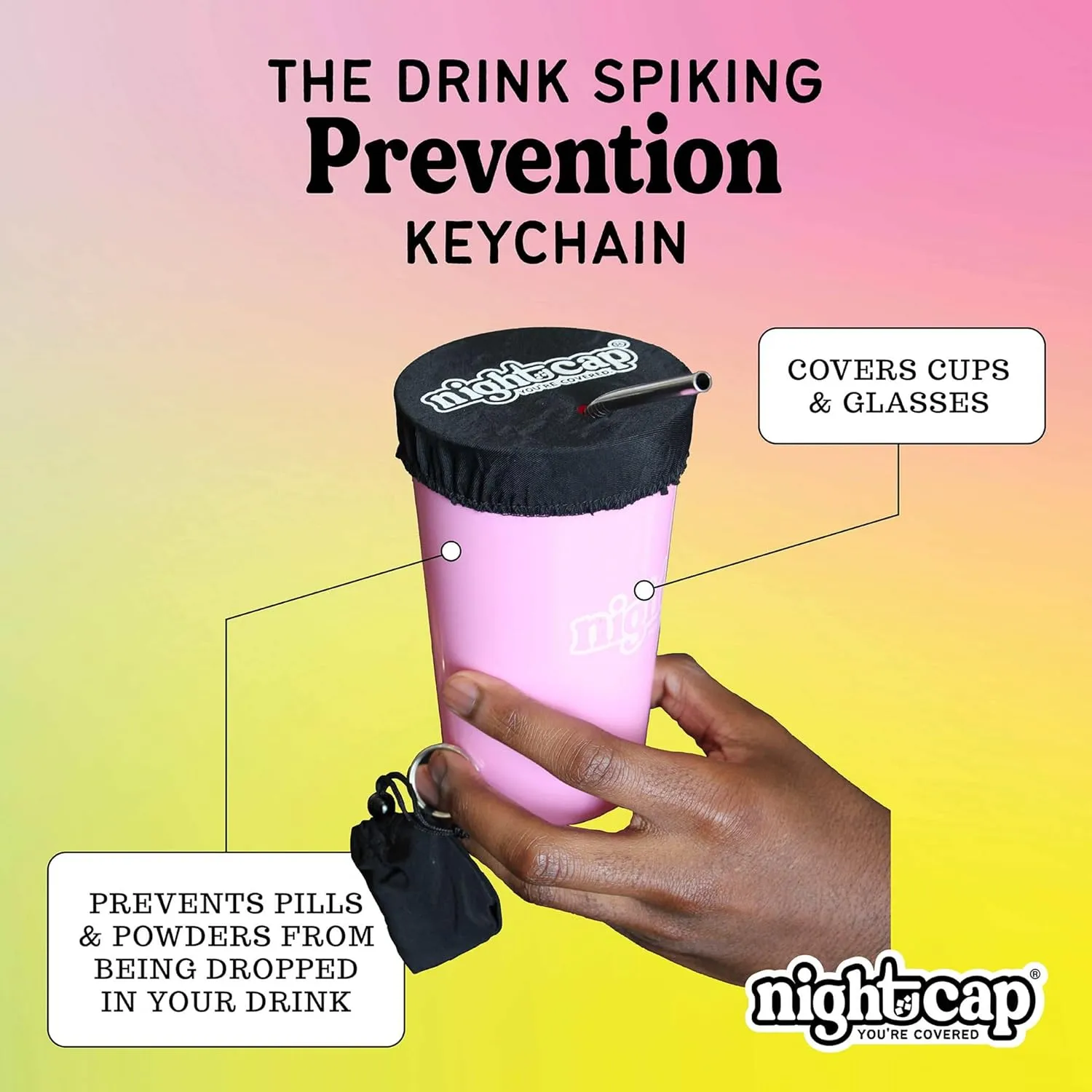 Nightcap The Original Keychain – As Seen On Shark Tank & TikTok - The Reusable Drink Spiking Prevention