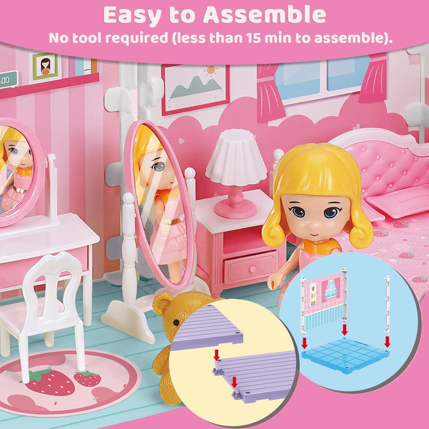Nilez DIY Miniature Dollhouse Kit Furniture Set Mini Bedroom House for Adult Teen Creative 3D Pretend Play Toys