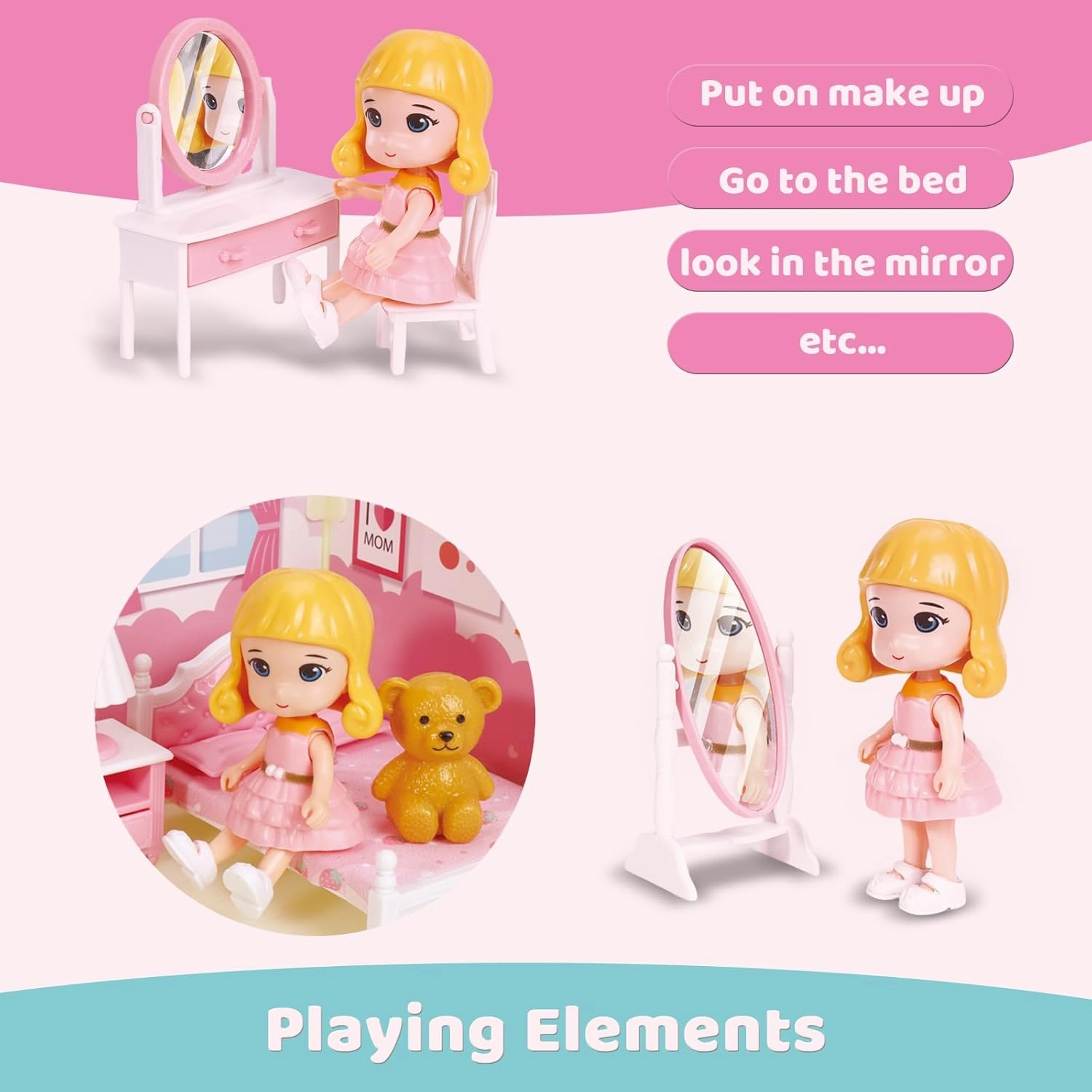 Nilez DIY Miniature Dollhouse Kit Furniture Set Mini Bedroom House for Adult Teen Creative 3D Pretend Play Toys