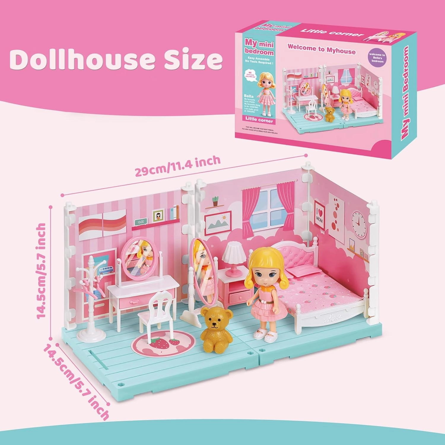 Nilez DIY Miniature Dollhouse Kit Furniture Set Mini Bedroom House for Adult Teen Creative 3D Pretend Play Toys