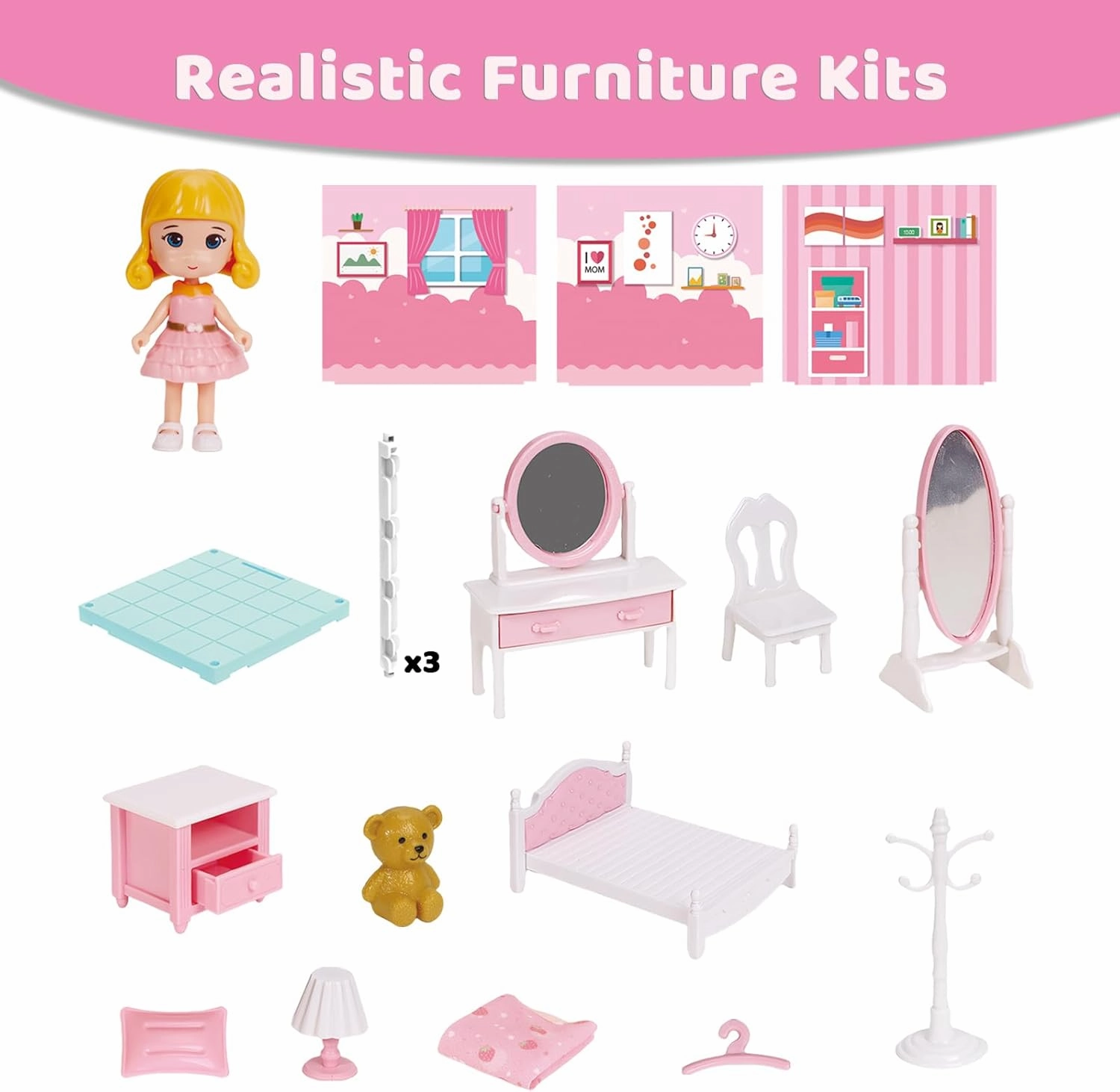 Nilez DIY Miniature Dollhouse Kit Furniture Set Mini Bedroom House for Adult Teen Creative 3D Pretend Play Toys