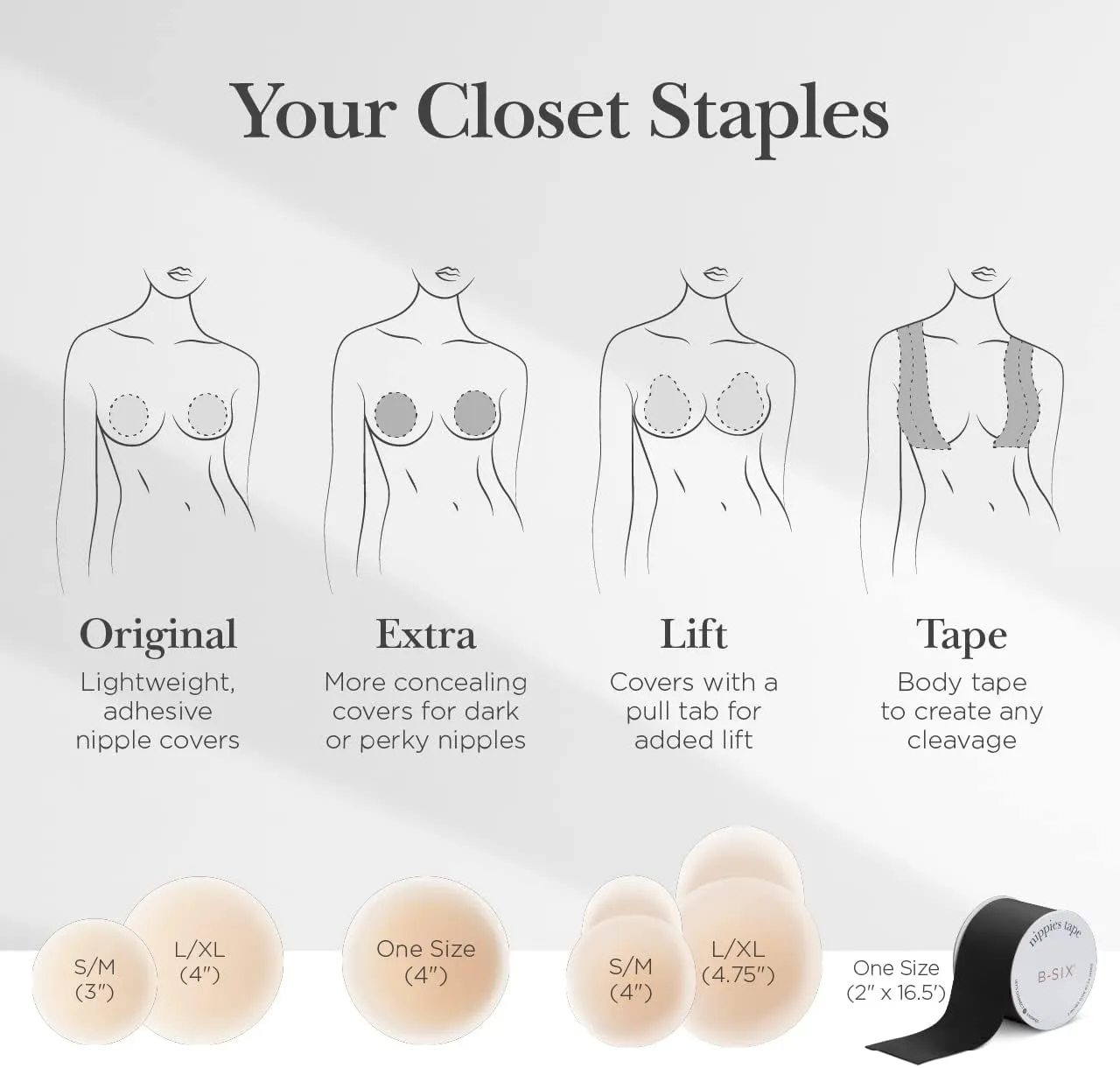 Nippies Nipple Covers for Women - Sticky Adhesive Silicone Pasties - Reusable Pasty Nipple Cover with Travel Box