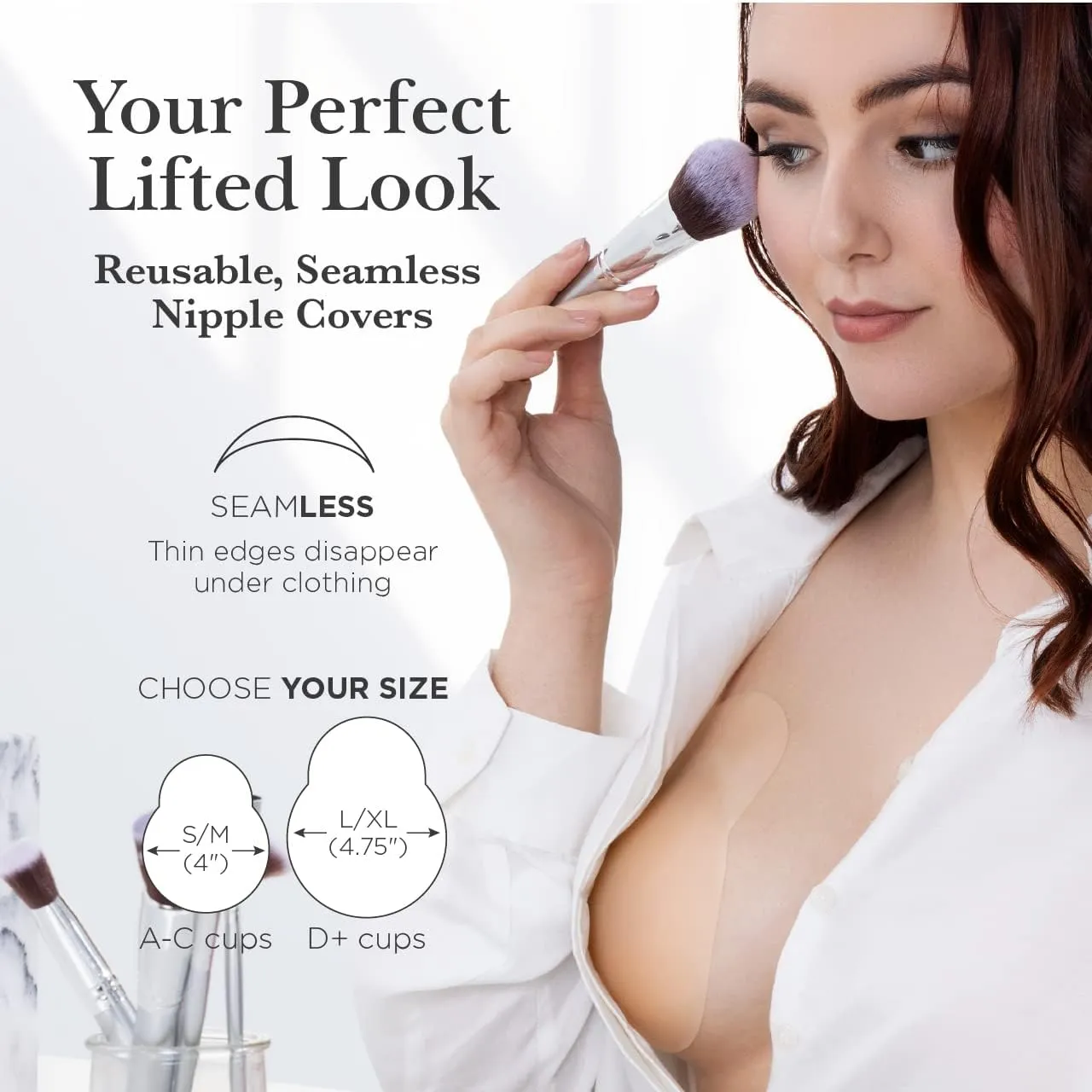 Nippies Nipple Covers for Women - Sticky Adhesive Silicone Pasties - Reusable Pasty Nipple Cover with Travel Box