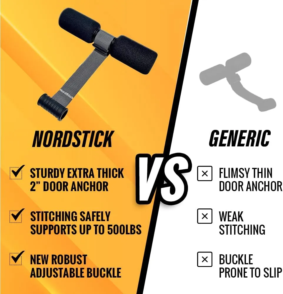 NordStick Nordic Hamstring Curl Strap - Original Nord Stick Exercise Set for Home and Travel - 5 Second Set Up