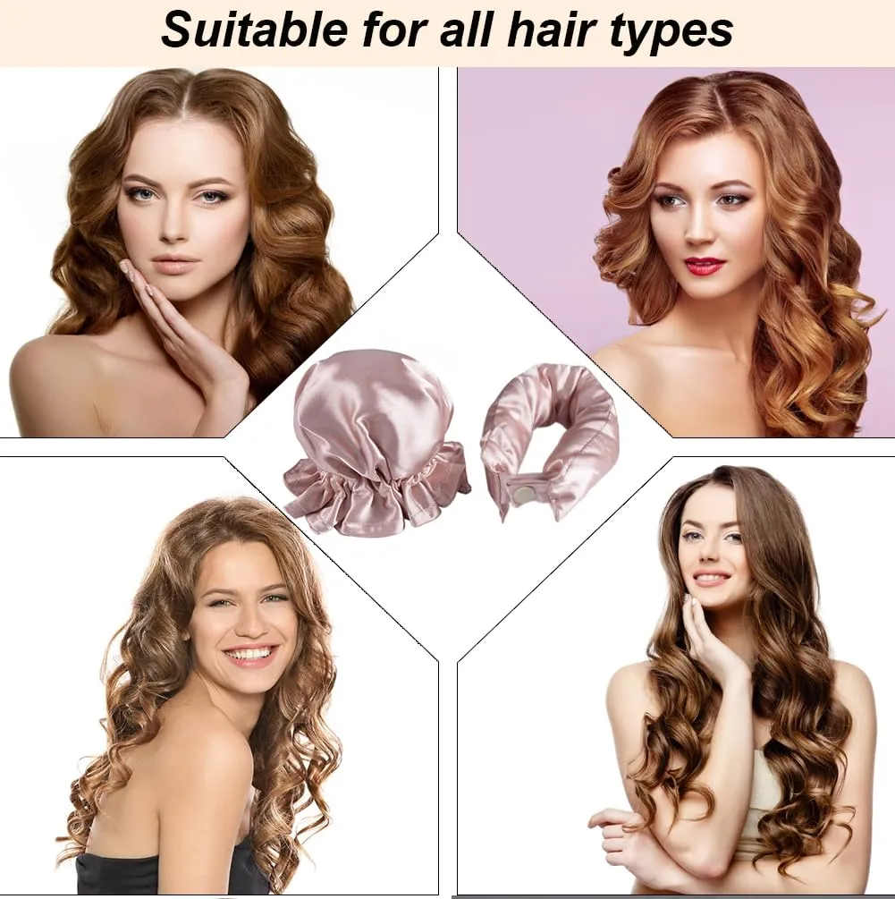 NuAngela Hair Rollers Set, 6Pcs Satin Heatless Curling Rod Headband, Heatless Curls with Cap for All Hair Types, No Heat Curling Flexi Rod