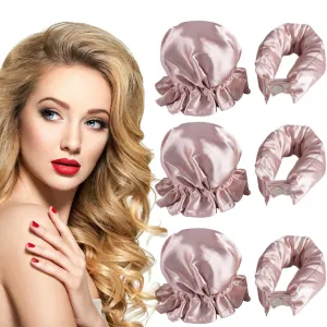 NuAngela Hair Rollers Set, 6Pcs Satin Heatless Curling Rod Headband, Heatless Curls with Cap for All Hair Types, No Heat Curling Flexi Rod