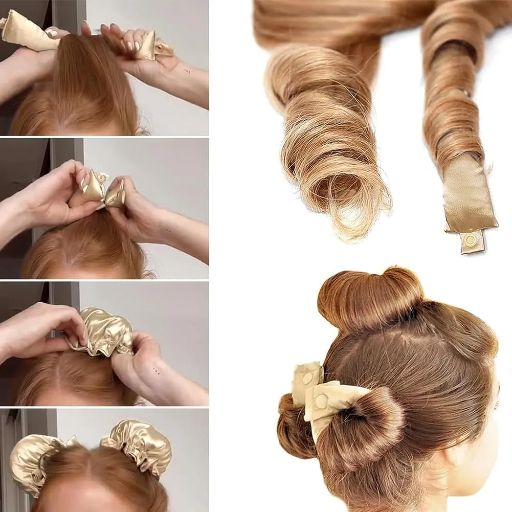 NuAngela Hair Rollers Set, 6Pcs Satin Heatless Curling Rod Headband, Heatless Curls with Cap for All Hair Types, No Heat Curling Flexi Rod