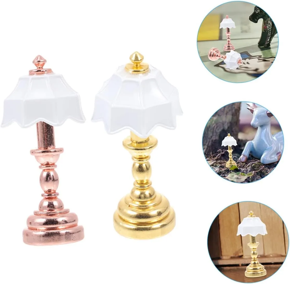 NUOBESTY 6 Pcs Dollhouse Table Lamp Miniatures Mini Table Lamp Dollhouse Lights Doll House Floor Lamps Dollhouse Lamp 1:12 Scale Creative Lamp