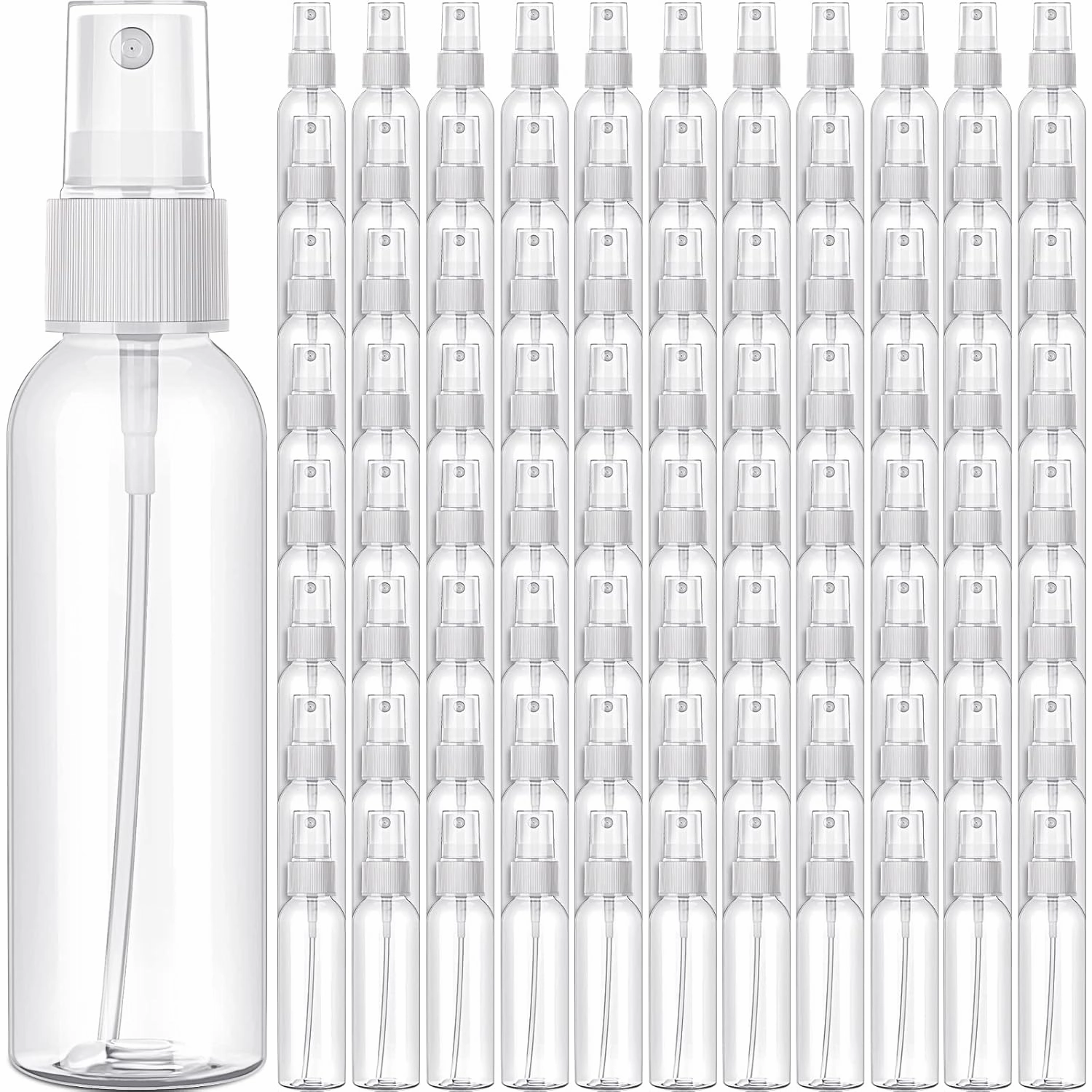 Nuogo 90 Pack 4 Oz Plastic Mini Spray Bottles Reusable Travel Size Perfume Refillable Mist Sprayer Empty Bottle for Essential Oil(Clear)