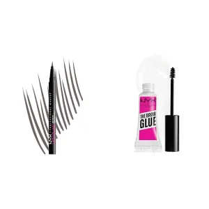 NYX PROFESSIONAL MAKEUP Lift & Snatch Eyebrow Tint Pen Gray Black and The Brow Glue Extreme Hold Eyebrow Gel Clear Bundle