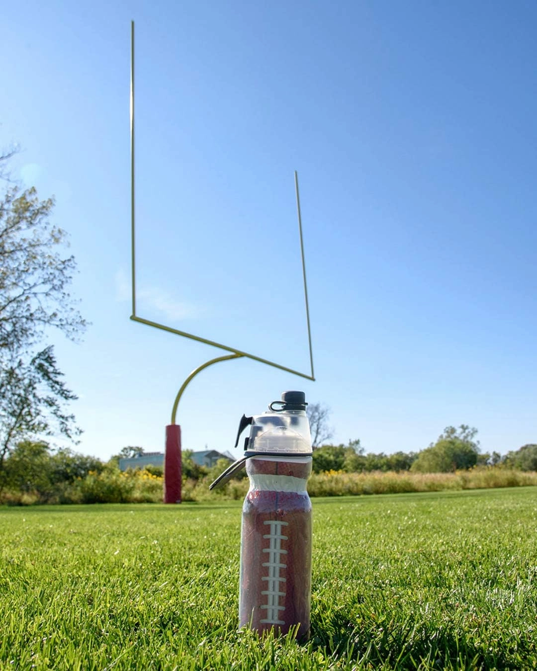 O2COOL Mist N Sip 2-in-1 Misting Water Bottle, 20 oz (2 Pack Football), Reusable Sports Bottle with Pull Top Spout & High Flow Rate - BPA Free, Insulated, Lightweight
