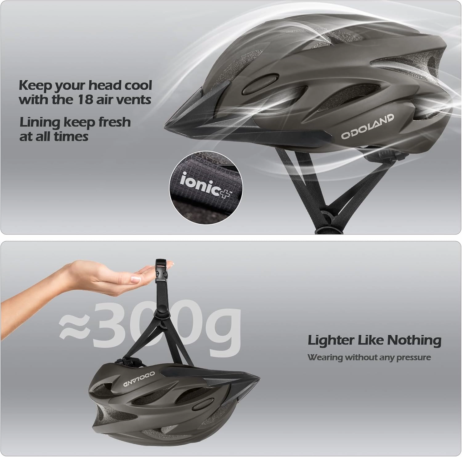 Odoland Bike Helmet Cycling Sunglasses Set for Adult, Adjustable Lightweight Cycling Bicycle Helmet for Mountain Road Bike Men Women