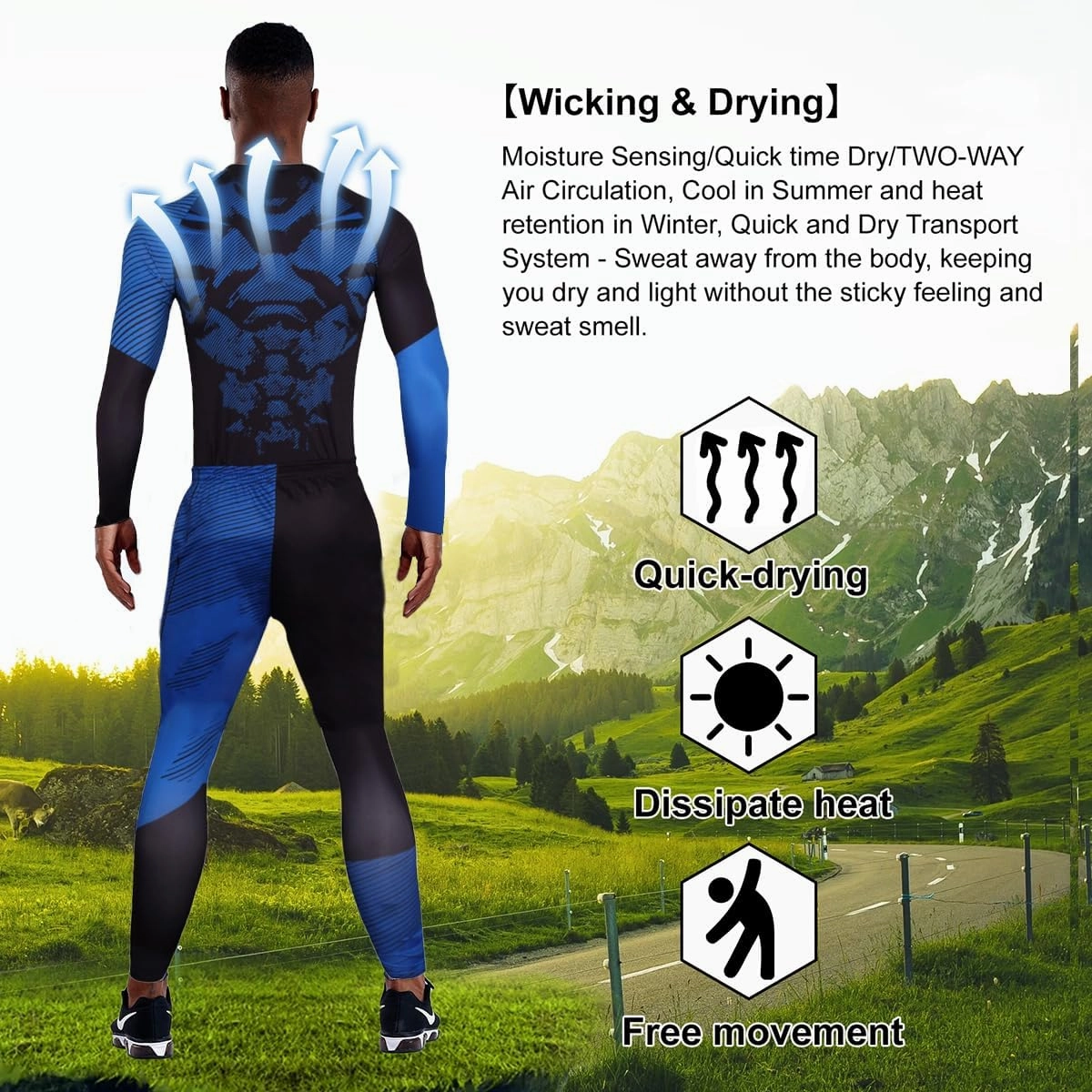 OEBLD Men's Workout Compression Clothes Long Sleeve Compression Shirts and Pants Thermal Base Layer Set