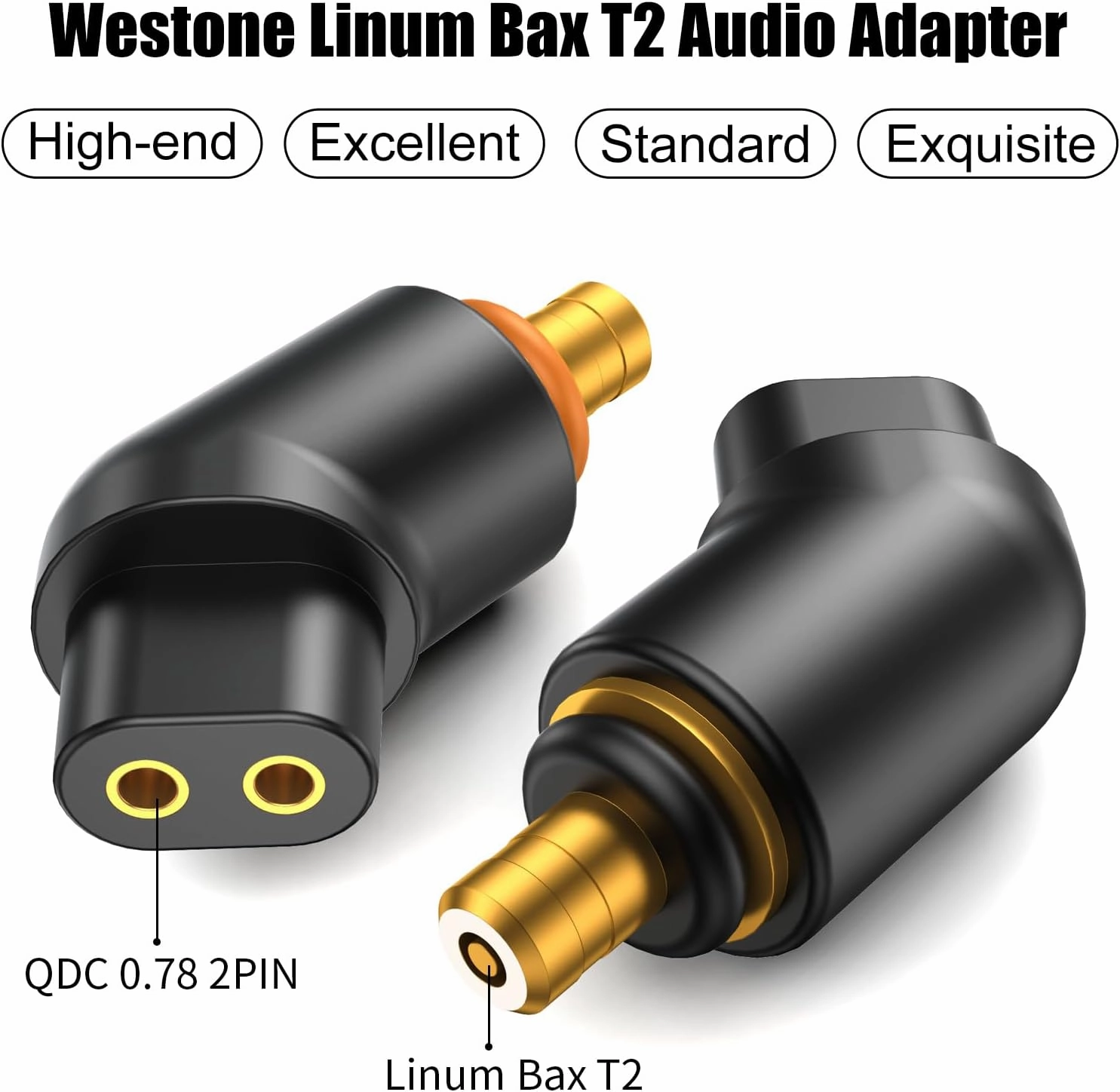 okcsc Linum BAX T2 Male to QDC 0.78 2PIN Female Headphone Adapter to QDC 0.78 2PIN Cable Lossless Audio Adaptor for KZ BA10 AS10 ZS10 ZSR ZST ED12 for ETYMOTIC for WESTONE PRO X Series 1 Pair Black