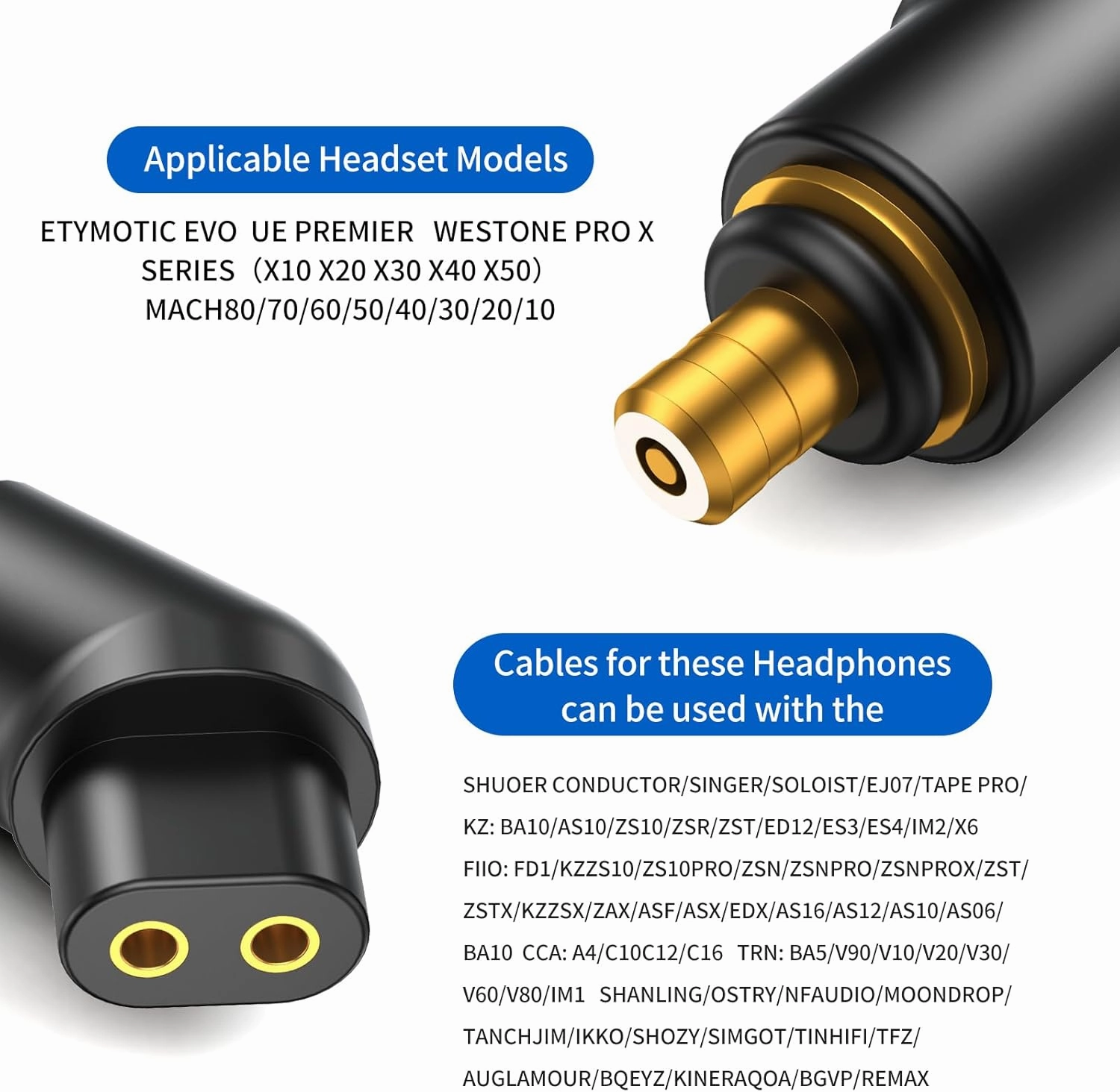 okcsc Linum BAX T2 Male to QDC 0.78 2PIN Female Headphone Adapter to QDC 0.78 2PIN Cable Lossless Audio Adaptor for KZ BA10 AS10 ZS10 ZSR ZST ED12 for ETYMOTIC for WESTONE PRO X Series 1 Pair Black