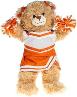 Orange & White Cheer Uniform for Stuffed Animal - Fit Most 14"-18" Soft Toys, Cheerleader Dress-up Teddy Bear, Plushie Gift for Kids, Girls, Birthday, Loved One!