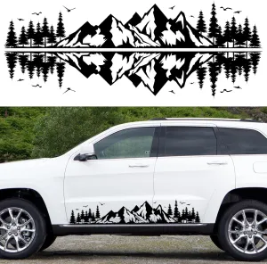 ORIGACH Mountain Forest Vinyl Sticker (2 pcs, 71.9 inch) for Car, Truck, SUV, Off-Road Vehicles