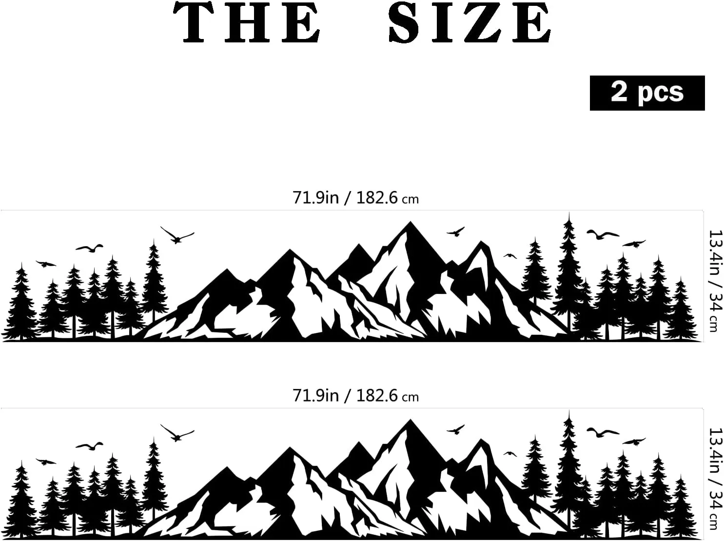 ORIGACH Mountain Forest Vinyl Sticker (2 pcs, 71.9 inch) for Car, Truck, SUV, Off-Road Vehicles