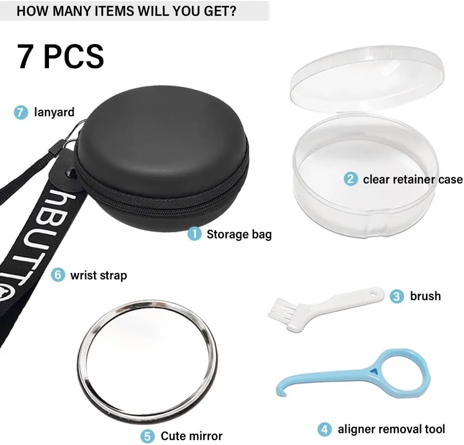Orthodontic Retainer Organizer Bag Aligner Case Travel Pack Mouth Guard Box (Black Regular)