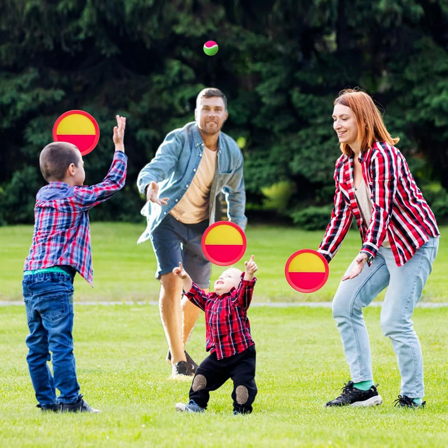 Outdoor Games for Kids - Toss and Catch Ball Set with 4 Paddles, 4 Balls, and 1 Storage Bag, Yard Games for Boys and Girls, Ages 4-8