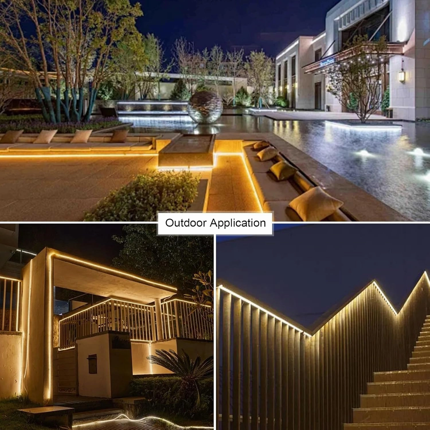 Outdoor LED Strip Lights,AC110V 65.6FT/20M LED Light Strip,IP65 Waterproof 3500K Flexible LED Rope Lights for Patio Backyard Garden Kitchen Lighting(65.6FT, Warm White)