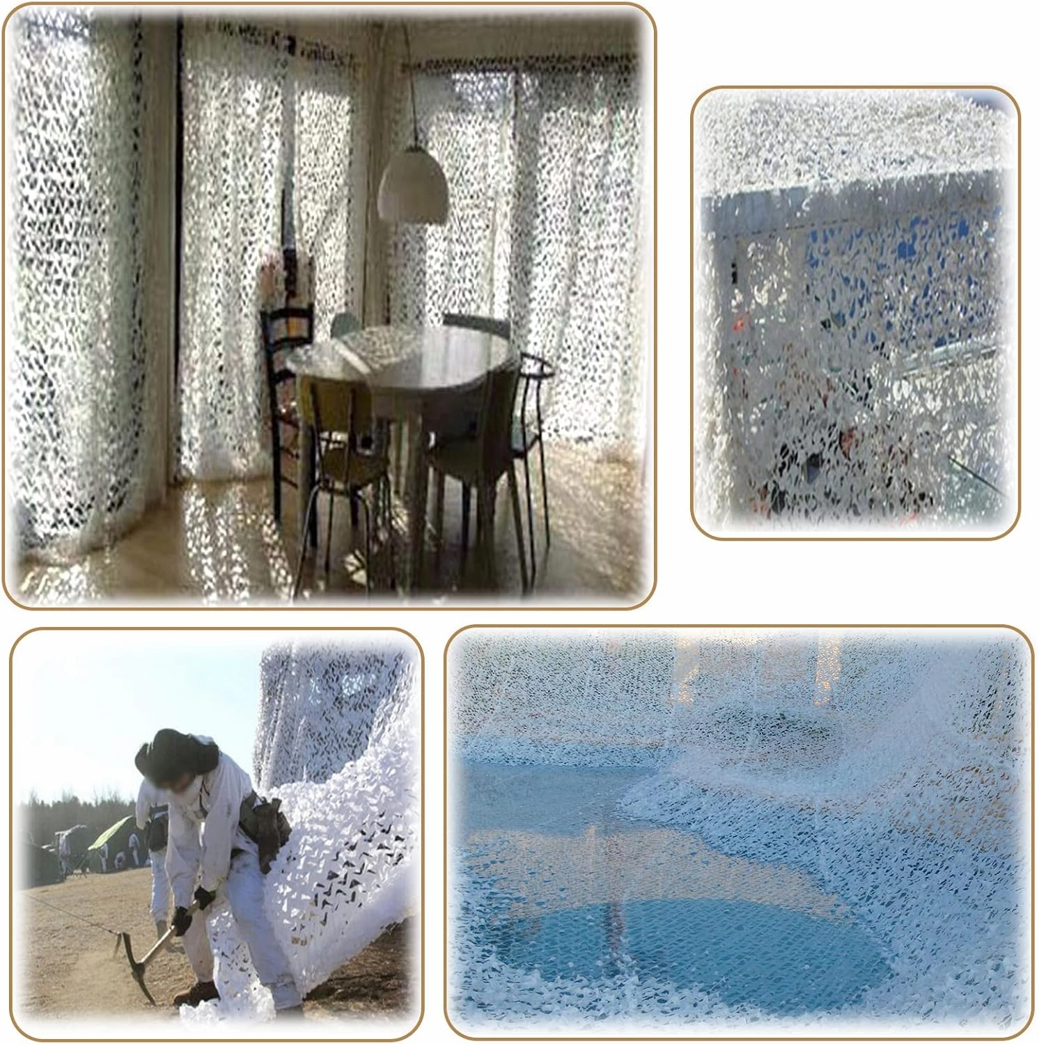 Outdoor Snow Camouflage Net,Perfect Camo Netting,Army Blinds Nets,Oxford Fabric Camouflage Tarp Net,Lightweight Durable,Great for Sun Shade,Decoration,Hunting,Hiking,White