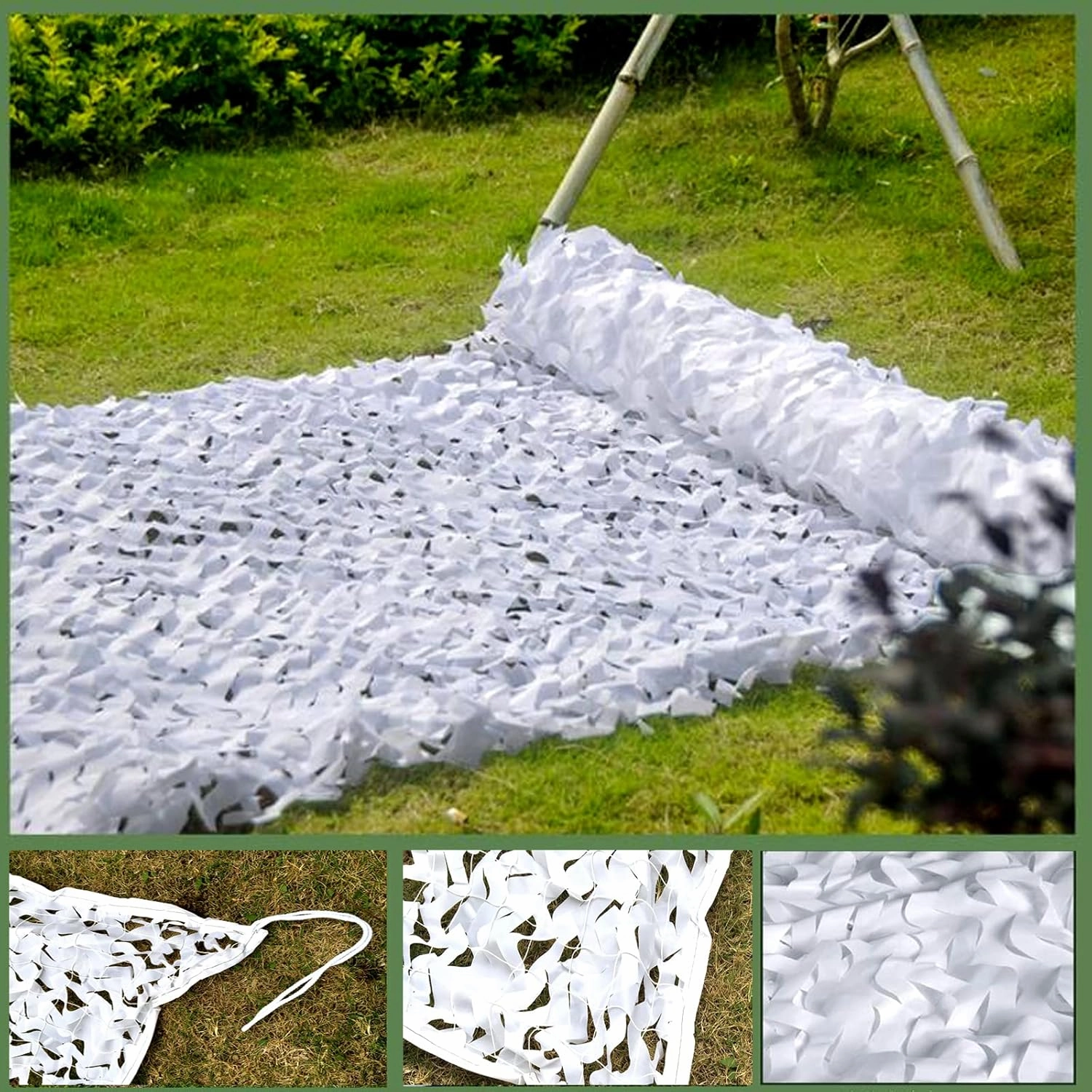 Outdoor Snow Camouflage Net,Perfect Camo Netting,Army Blinds Nets,Oxford Fabric Camouflage Tarp Net,Lightweight Durable,Great for Sun Shade,Decoration,Hunting,Hiking,White