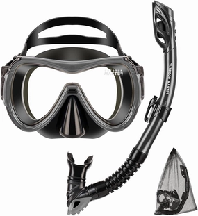 OutdoorMaster Mobula Snorkeling Gear for Adults, Diving Mask and Snorkel Set with Tempered Glass Anti-Fog, TOP Dry Snorkel for Diving Snorkeling Swimming