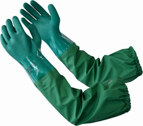 PACIFIC 26" Rubber Gloves, Chemical Resistant Gloves PVC Reusable, Heavy Duty Waterproof Gloves with Cotton Liner, Anti-skid, Acid-alkali and Oil, Large