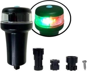 Pactrade Marine Navigation Lights for Boats LED - Red/Green Battery Powered Nav Lights for Boats - Adaptor Mounts, Fixed Base, 3-Mode Operation - 1NM Waterproof