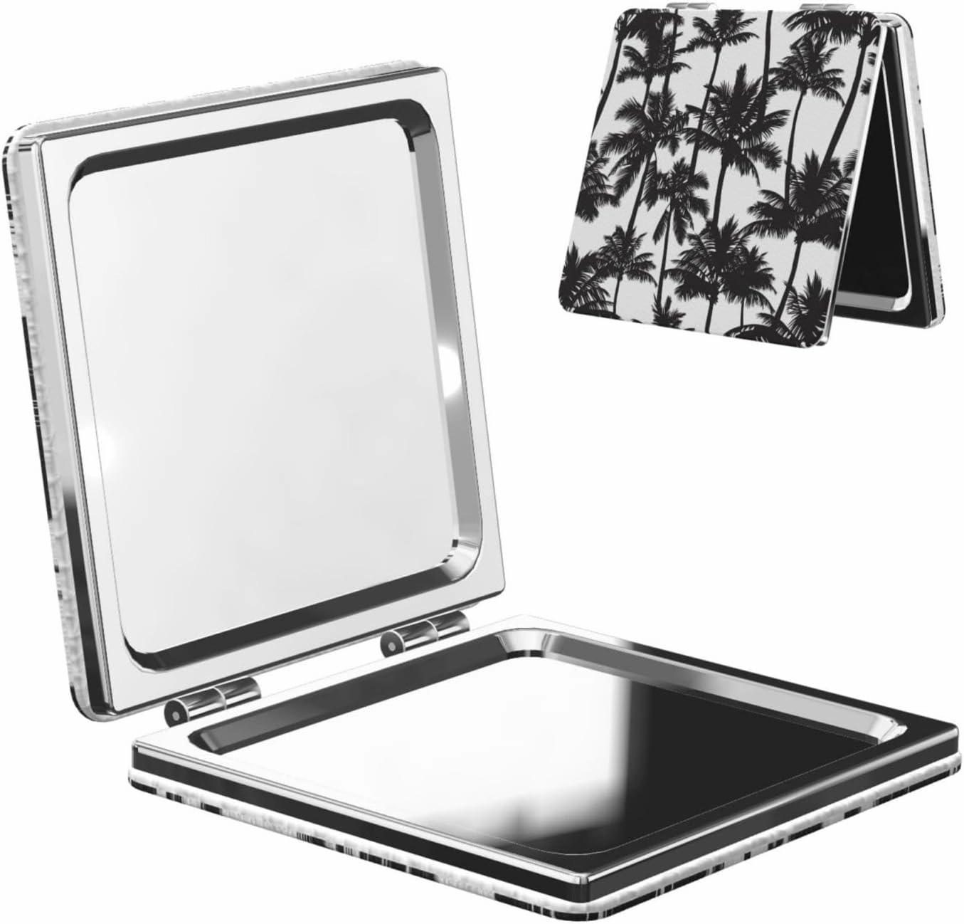 Palm Trees in Black Mini Makeup Mirror Portable Pocket Cosmetic Mirror Folding Compact Mirror