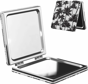 Palm Trees in Black Mini Makeup Mirror Portable Pocket Cosmetic Mirror Folding Compact Mirror