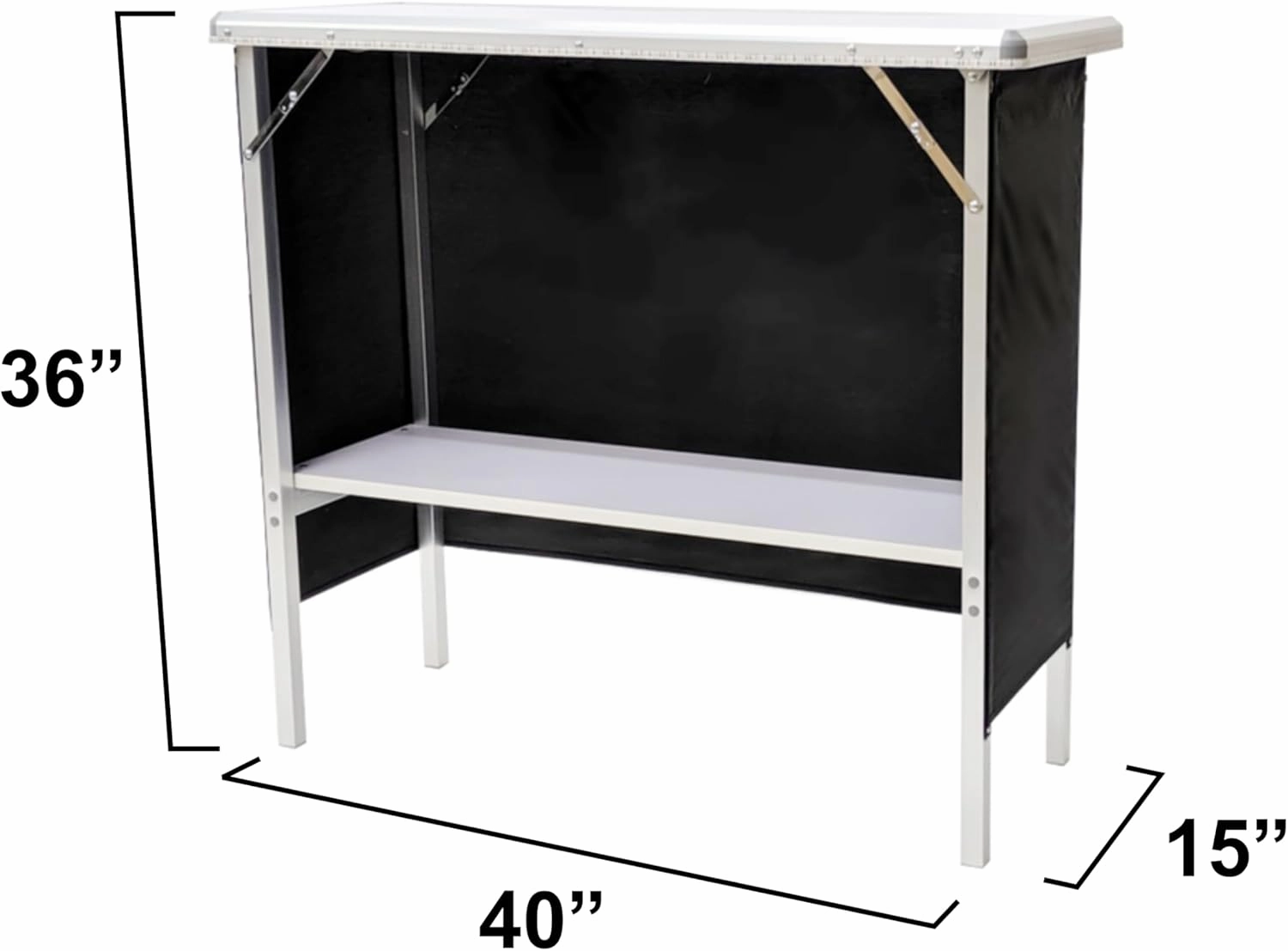 PARTYPONG Black Folding Portable Party Bar with Black Skirt, Storage Shelf, and Carrying Bag - Single Set